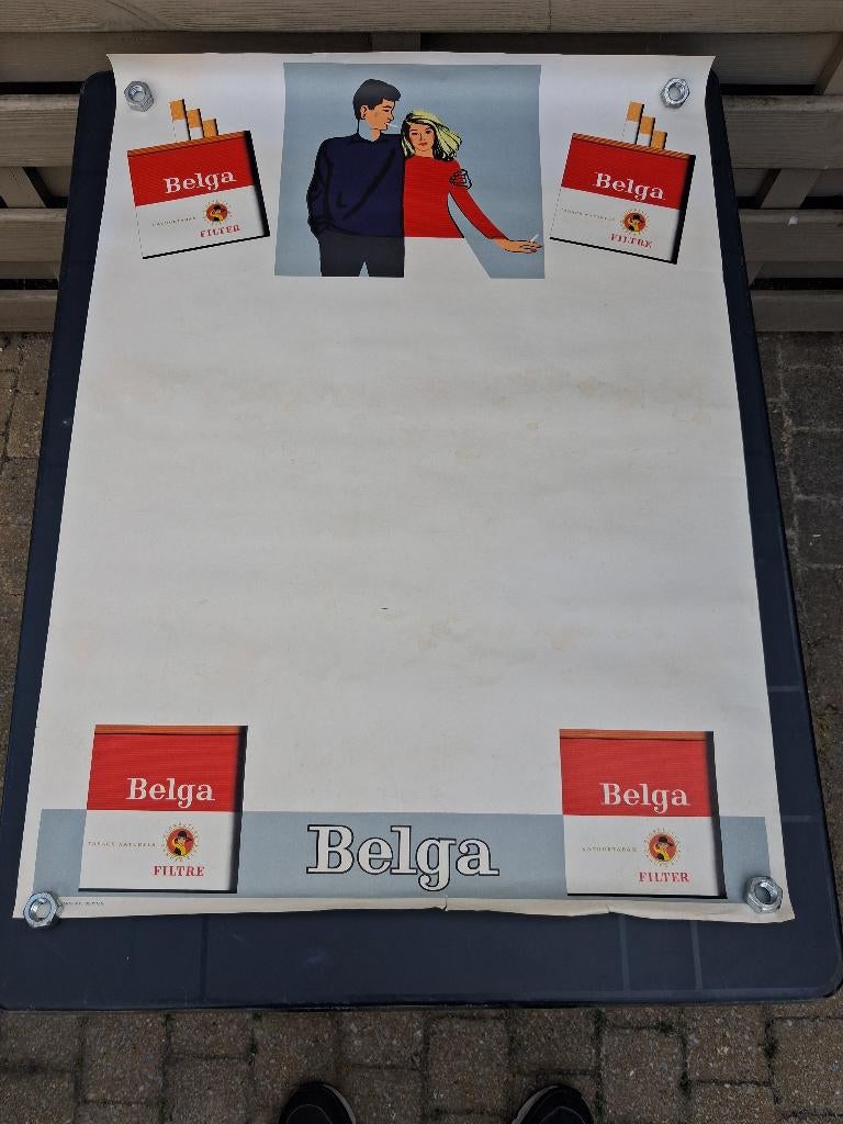 oude affiche  SIGARETTEN BELGA, Verzamelen, Merken en Reclamevoorwerpen, Gebruikt, Reclamebord, Ophalen of Verzenden