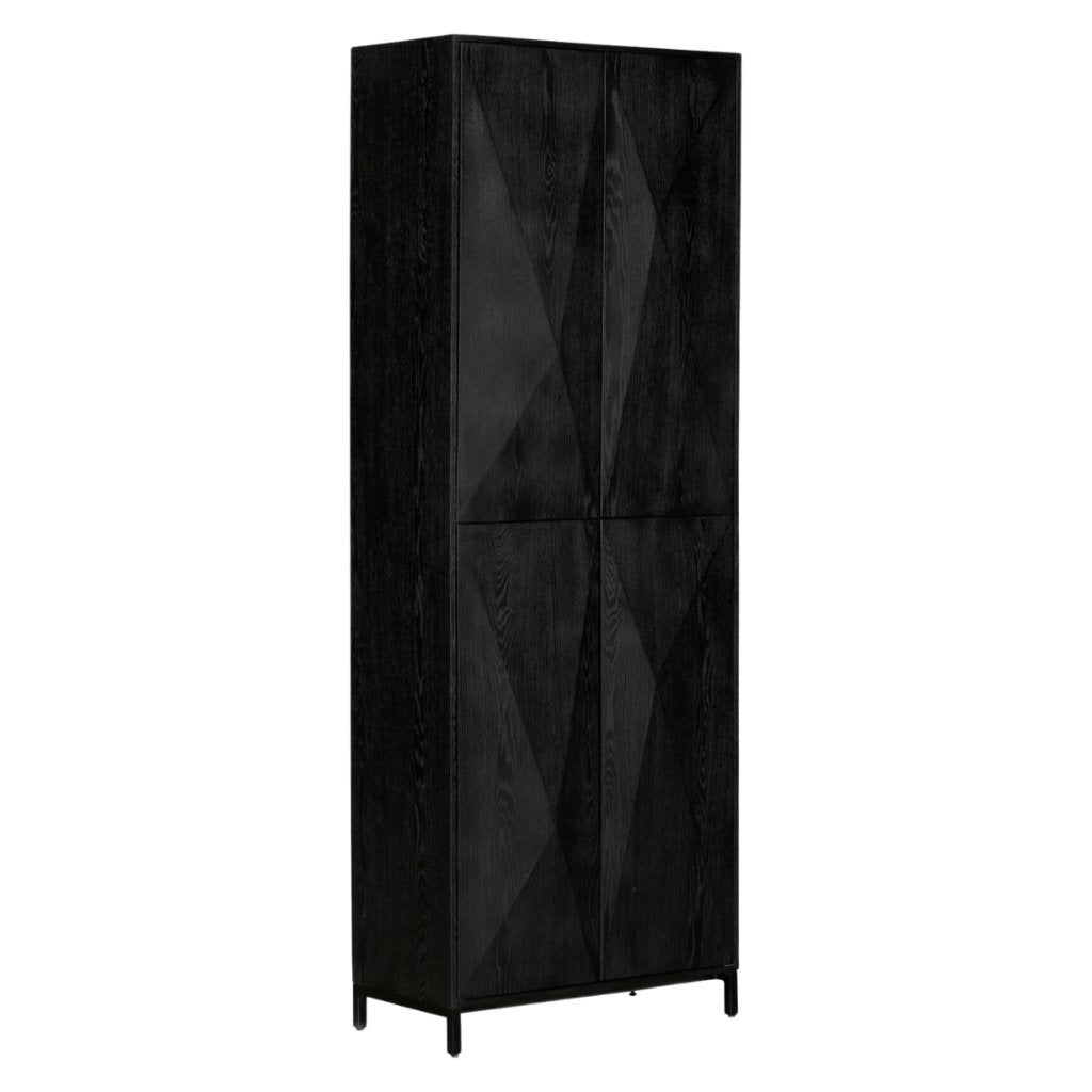 NIEUWE Zwarte 4-deurs gesloten KAST OAK van PTMD, Enlèvement, Moderne, Comme neuf, Bois