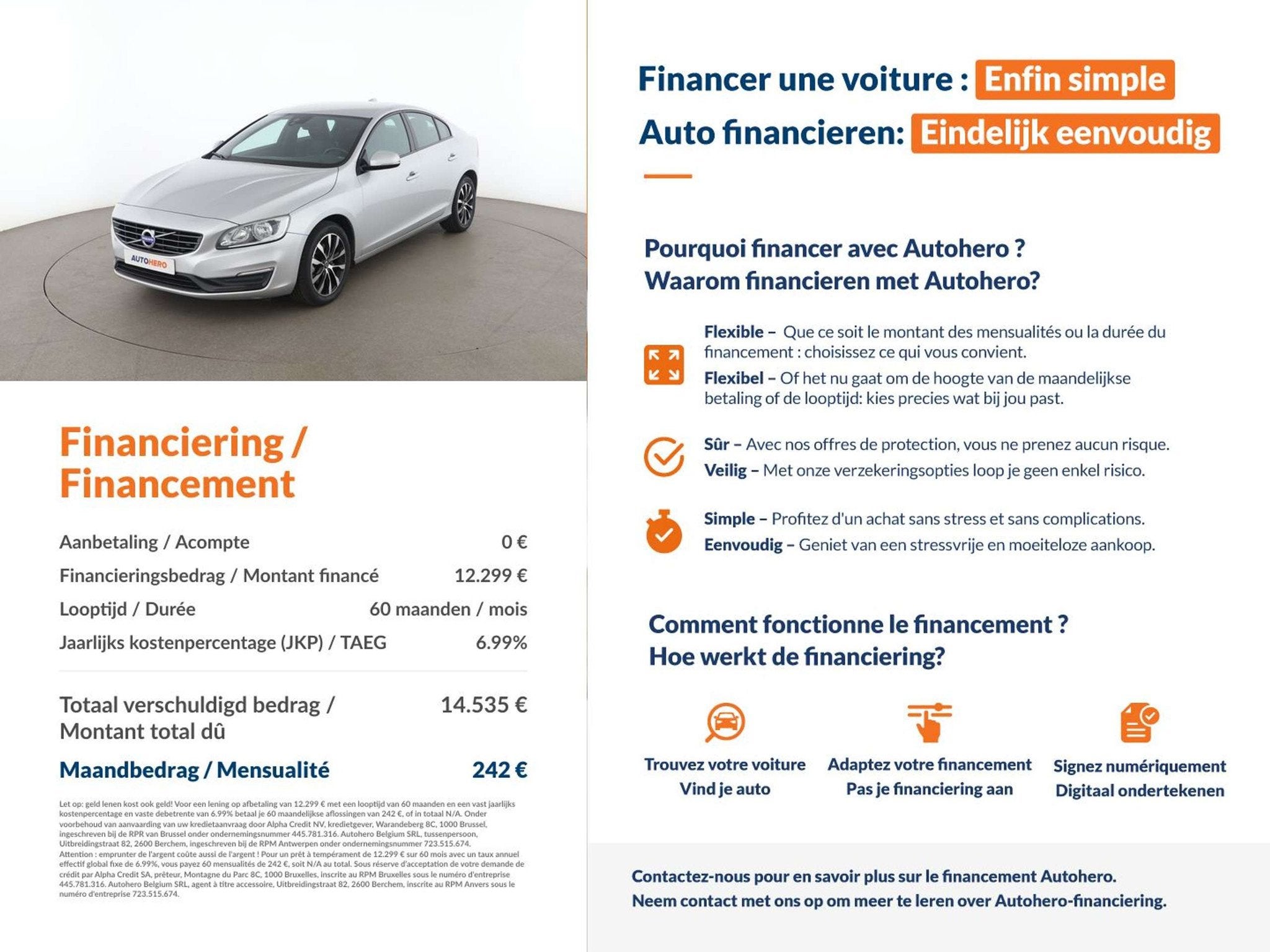 Volvo S60 2.0 D2 Linje Svart (année de construction 2018), Autos, Cuir, Argent ou Gris, Achat, 4 portes