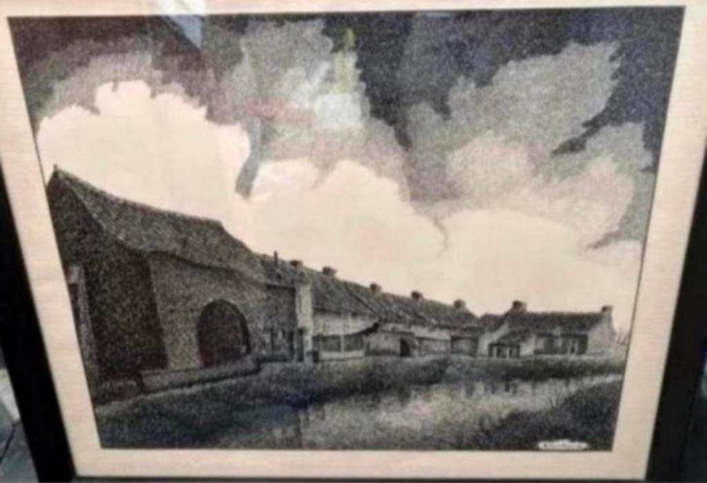 Ancien tableau signé de Boussu, Enlèvement