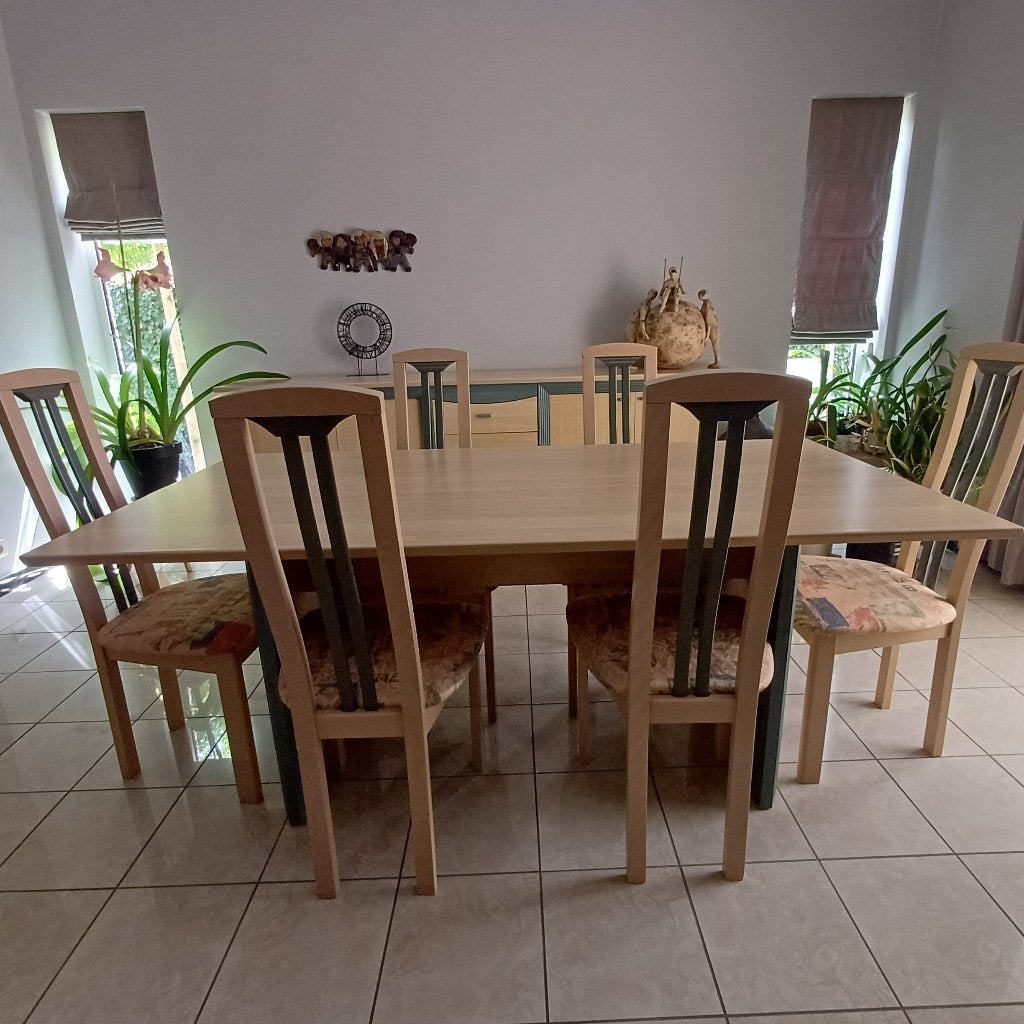Salle à manger - complète, table, 6 chaises, 2 armoires, Maison & Meubles, Enlèvement, Comme neuf, Modern, 4 à 6 chaises