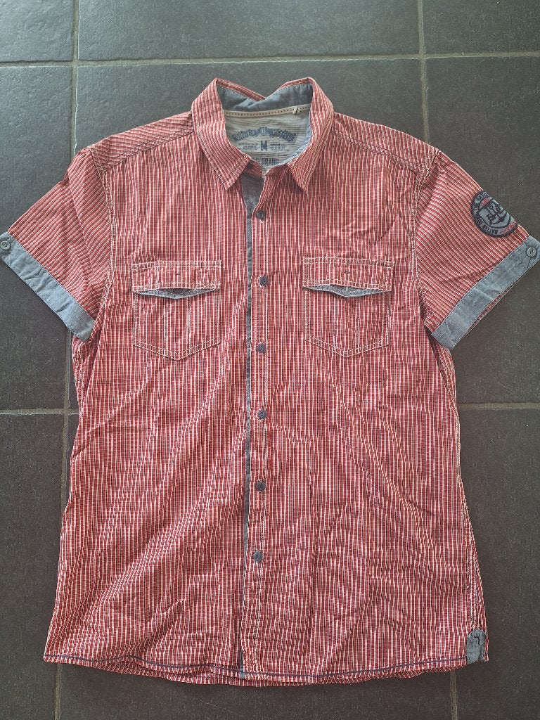 rood-grijs zomerhemd van het merk EDC, Kleding | Heren, Overhemden, Ophalen of Verzenden, Gedragen, Rood, Halswijdte 39/40 (M)