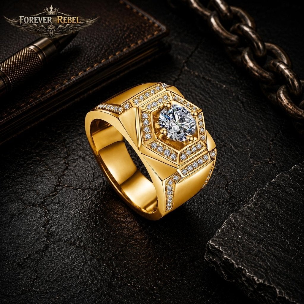 Rocco Imperium Goud Moissanite Ring 925 Zilver Diverse Maten, Verzenden, Heer, Nieuw, Met edelsteen