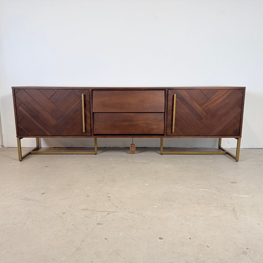 Commode Dutchbone Class — À chevrons et laiton antique, Neuf, 25 à 50 cm, Avec porte(s), Enlèvement ou Envoi