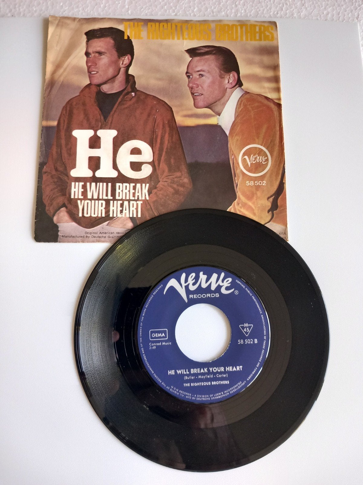 THE RIGHTEOUS BROTHERS. HE WILL BREAK YOUR HEART. 45T