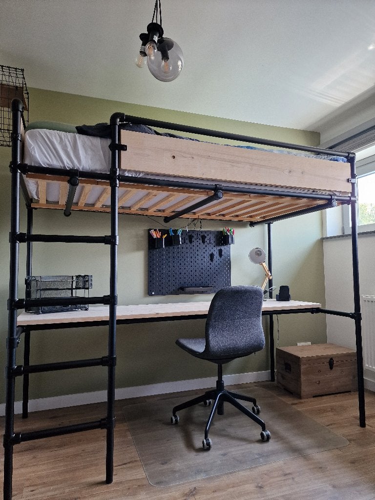 Hoogslaper met bureau, 100 cm, 210 cm, Une personne, 180 à 200 cm