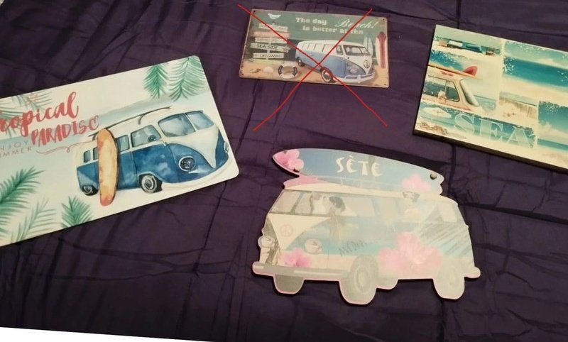 Lot de 3 plaques déco combi vw., Enlèvement, Comme neuf, Bois