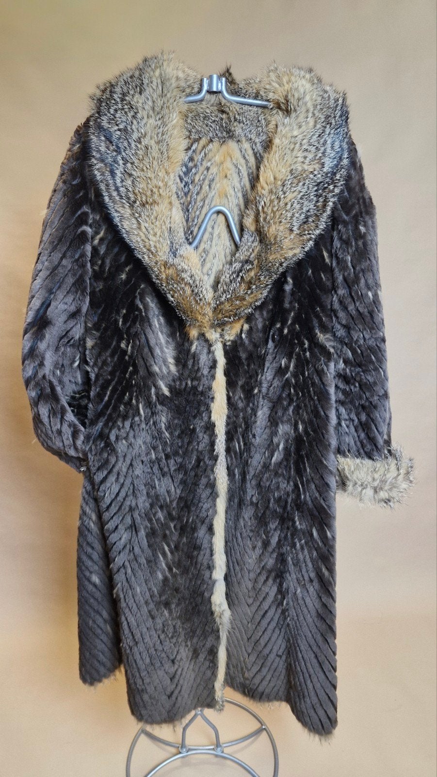 Vintage bontjas omkeerbaar, Kleding | Dames, Jassen | Winter, Ophalen of Verzenden, Gedragen, Maat 42/44 (L), Beige