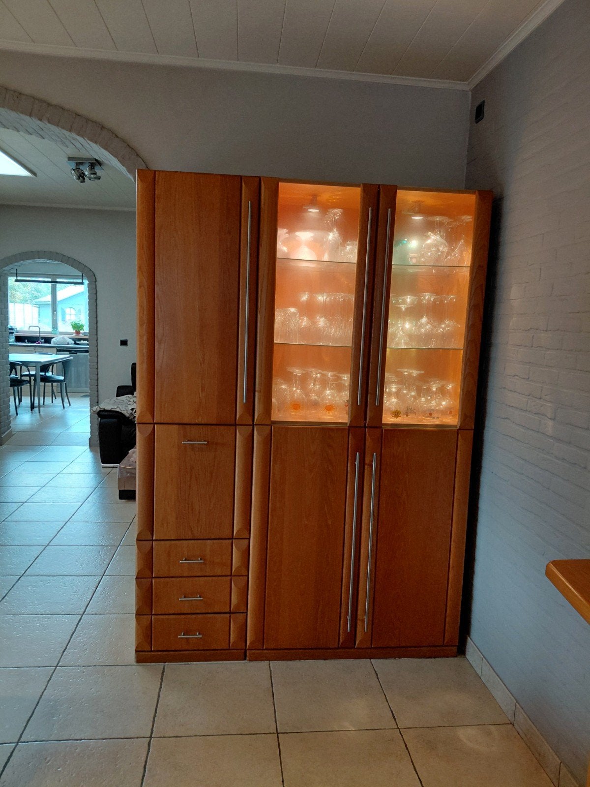 dubbele livingkast + dressoir, Ophalen, Eikenhout, Met lade(s), 25 tot 50 cm