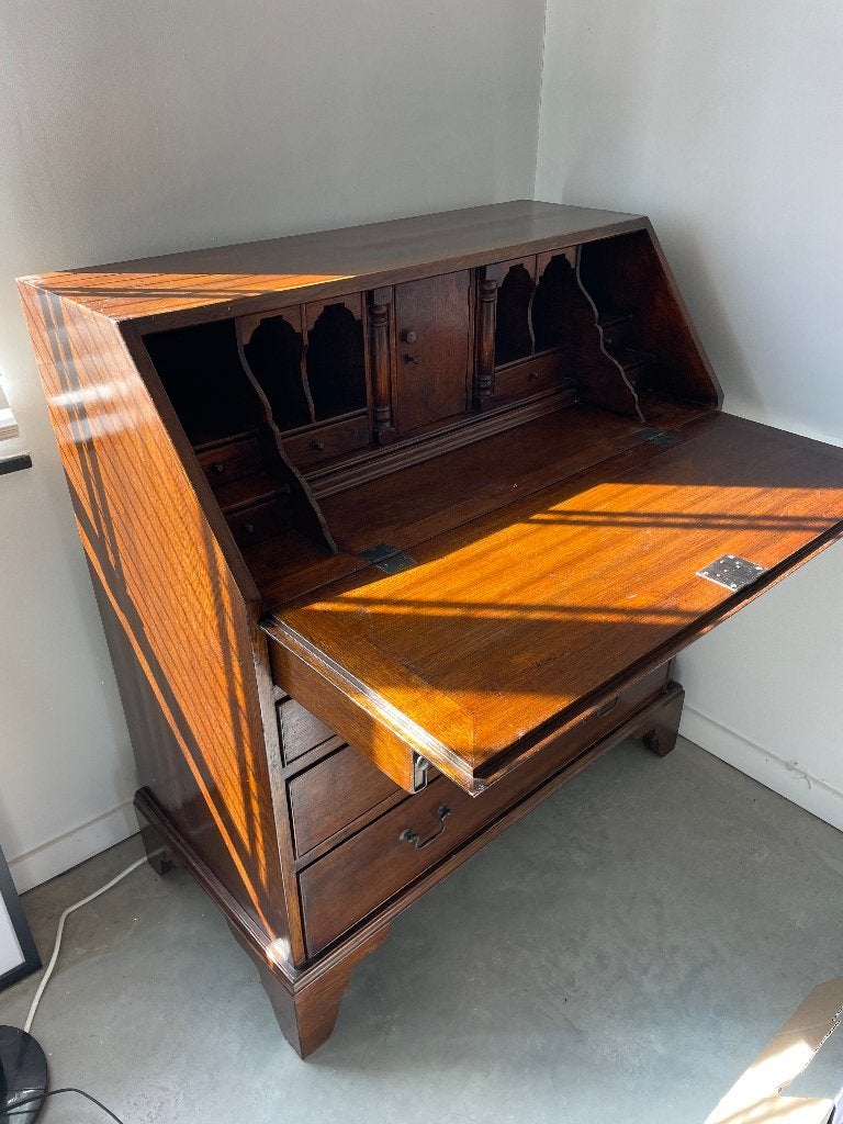 Engelse secretaire / bureau — eiken, Georgian stijl, Ophalen, Zo goed als nieuw, Engelse stijl