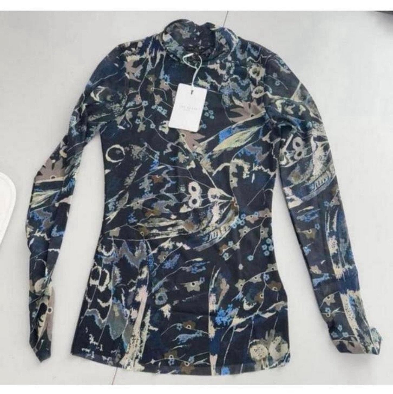 Ted Baker Rechel Jersey Printed Roll Neck shirt top NIEUW, Blauw, Nieuw, Ophalen of Verzenden, Lange mouw