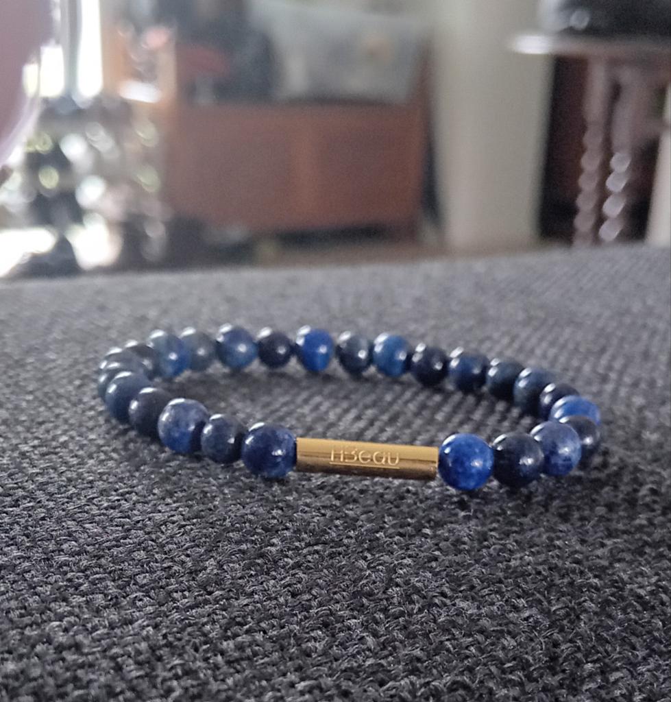 Bracelet avec pierres précieuses en lapis-lazuli - bleu - 8, Enlèvement ou Envoi, Bleu