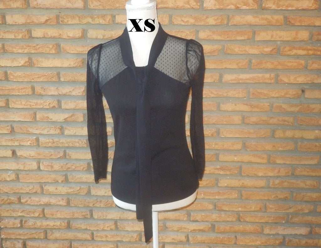 (236)- blouse femme t.XS noire, Ophalen of Verzenden, Zo goed als nieuw, Maat 34 (XS) of kleiner, Zwart