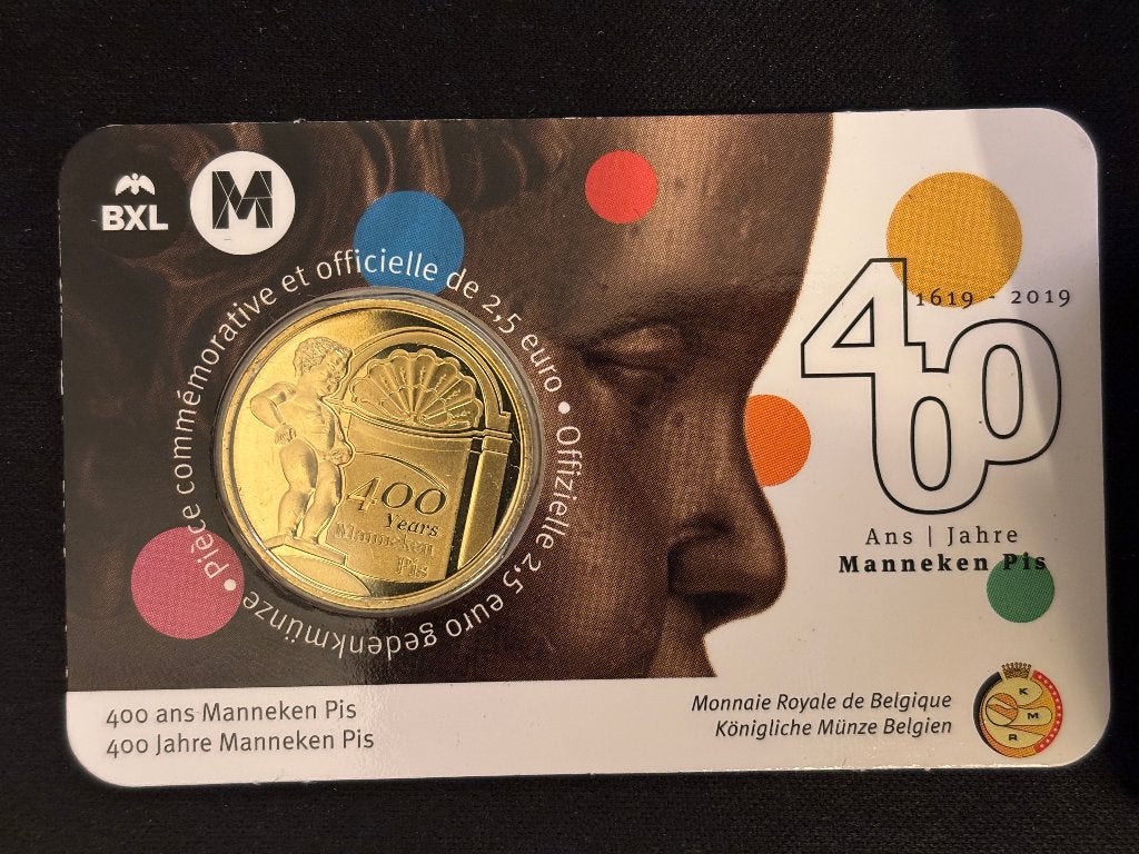 Coin Card Pièce de 2,5€ Belgique 2019 - 400 ans Manneken Pis, Ophalen of Verzenden, België, Overige waardes