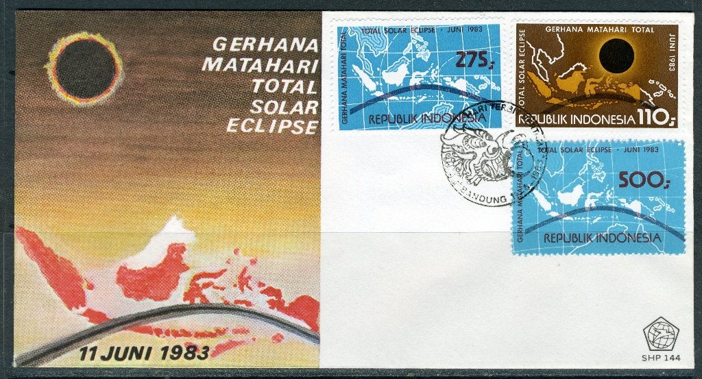 INDONESIE: ZB 1153/1156 FDC 1983 Zonsverduistering op Java, Verzenden, Gestempeld, Zuid-Azië