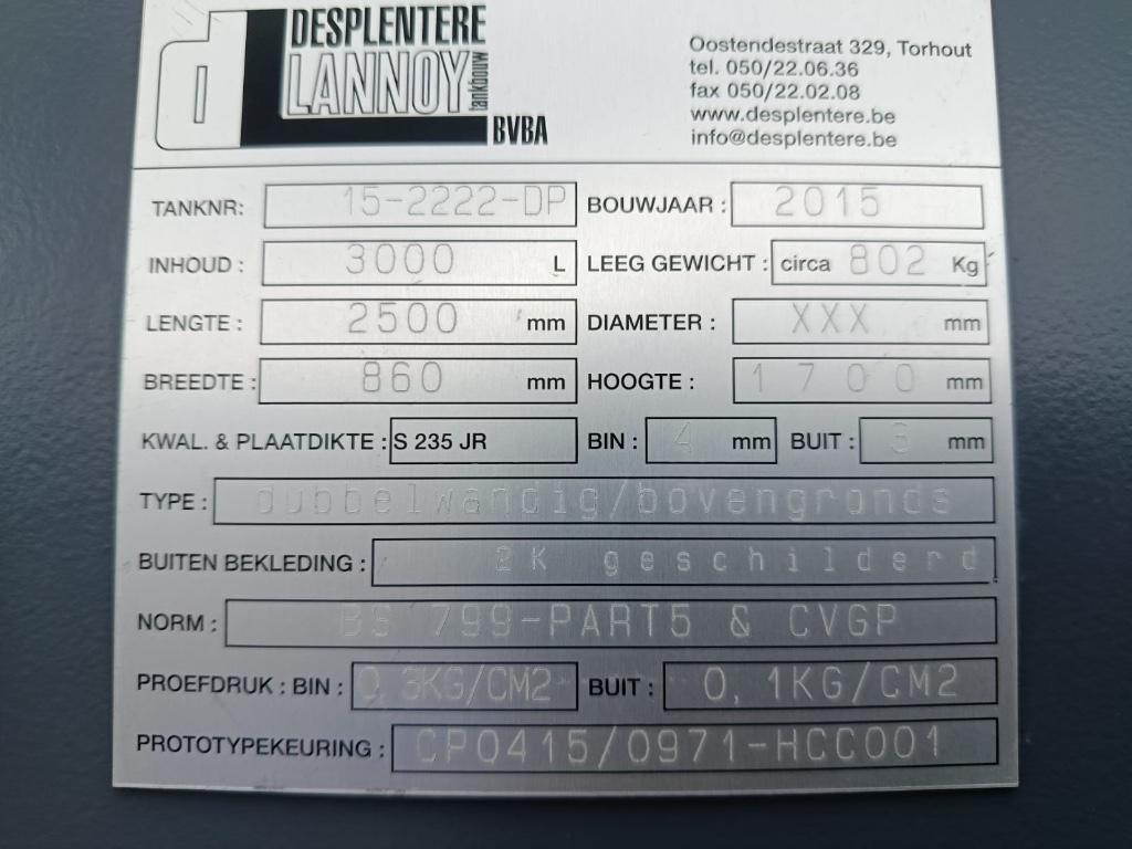 Dubbelwandige mazouttank, Ophalen, Gebruikt