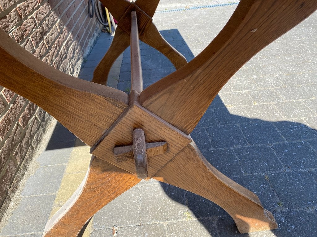 tafel en zes stoelen, Ophalen, Gebruikt, Overige houtsoorten, Vijf personen of meer