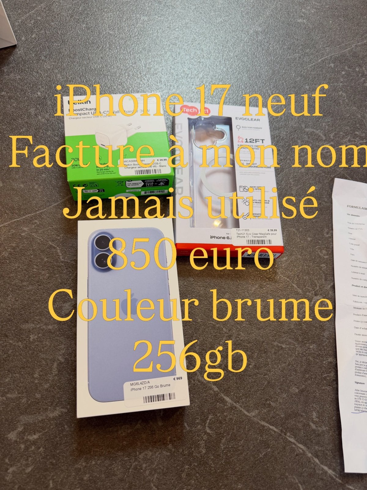 Iphone 17 -256 gb couleur brume neuf, Télécoms, Enlèvement, Neuf, 256 GB, Autres modèles