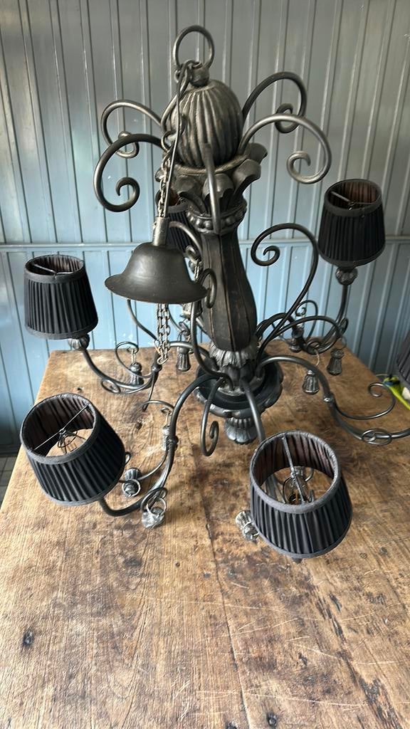 Houten luster hanglamp, Huis en Inrichting, Ophalen, Zo goed als nieuw, Hout