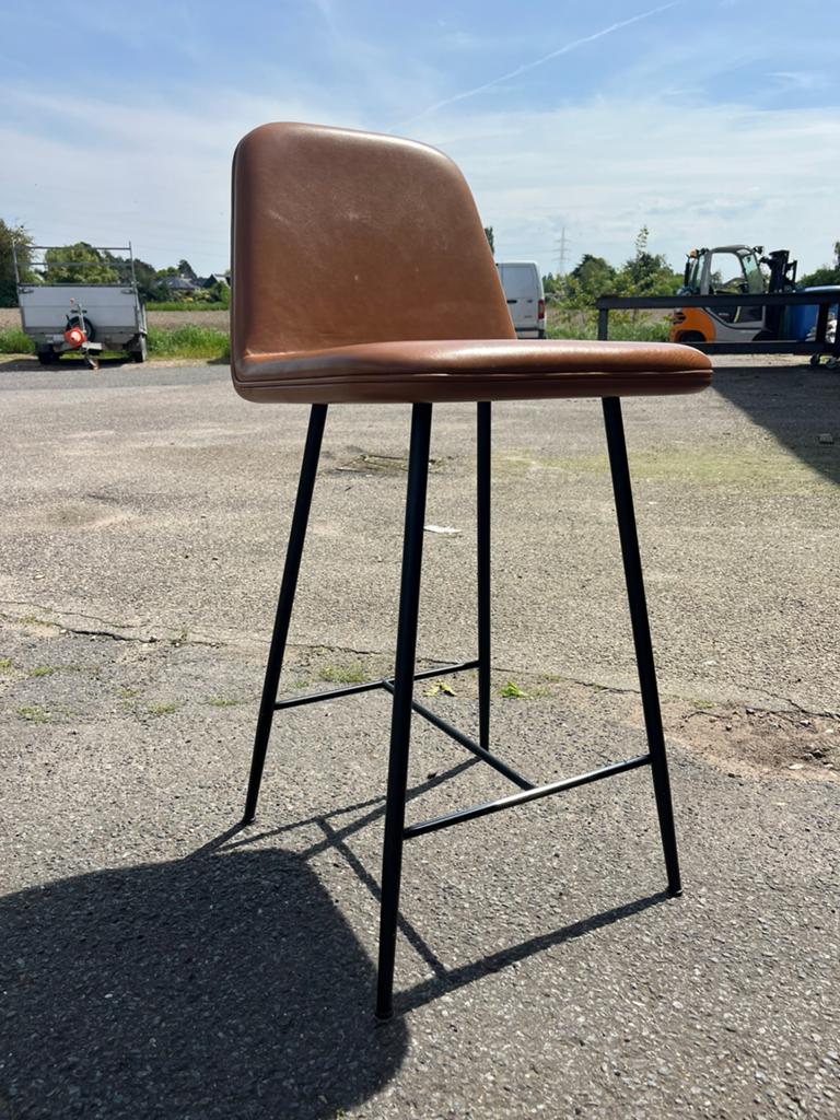 Fredericia Barstoelen Bruin Leder, Ophalen, 5 krukken of meer, Met voetsteun, Leer