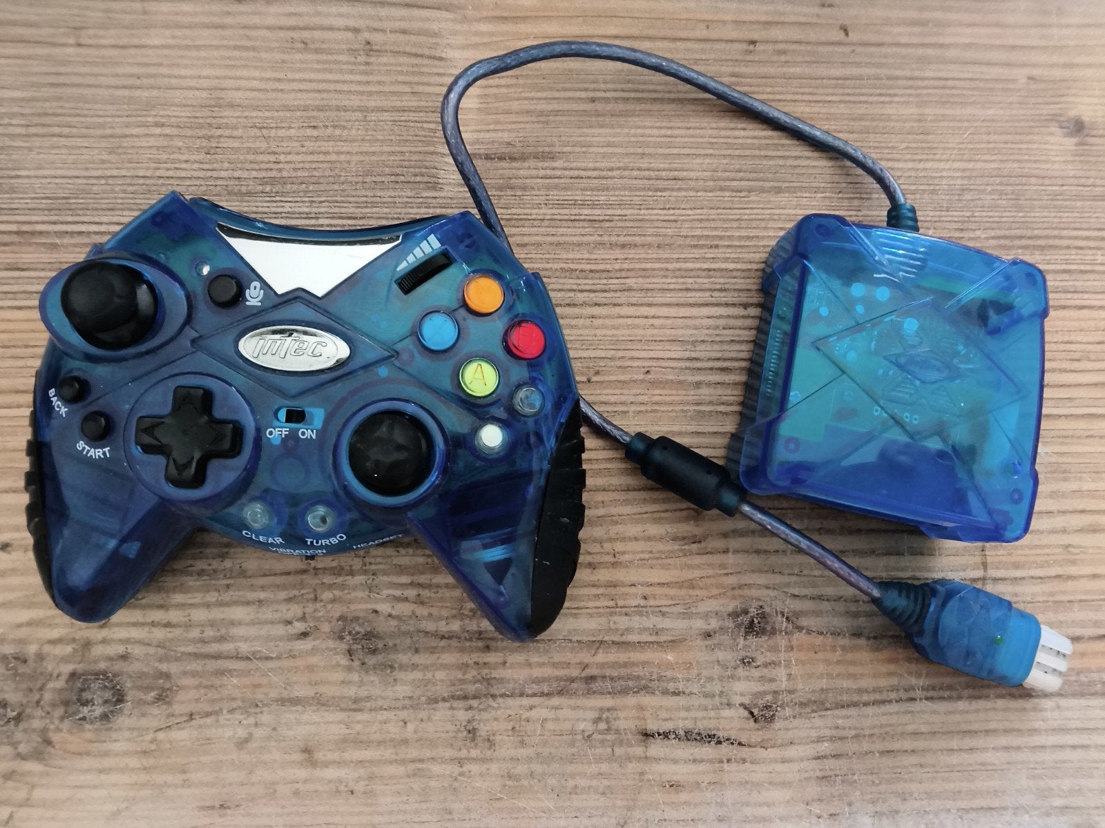 Intec controller voor Xbox Original. Transparant blauw, Verzenden, Zo goed als nieuw, Controller, Xbox Original