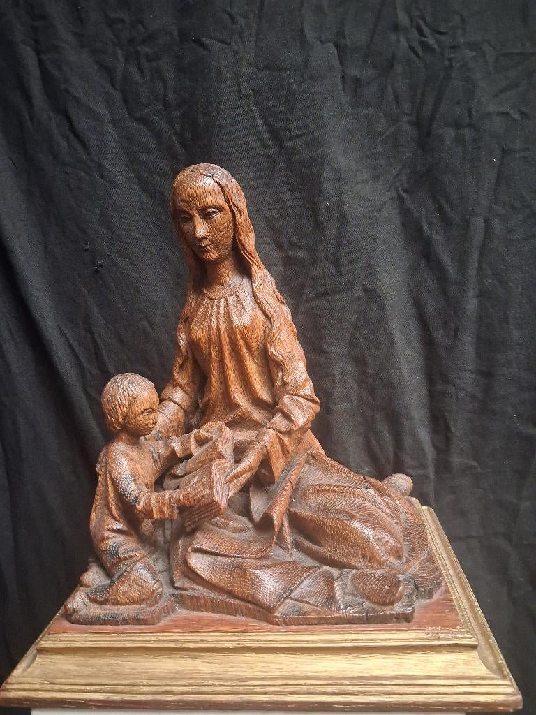OLV en chêne, gothique flamand, vers 1470, Antiquités & Art, Art | Sculptures & Bois, Statue, Femme, Enlèvement