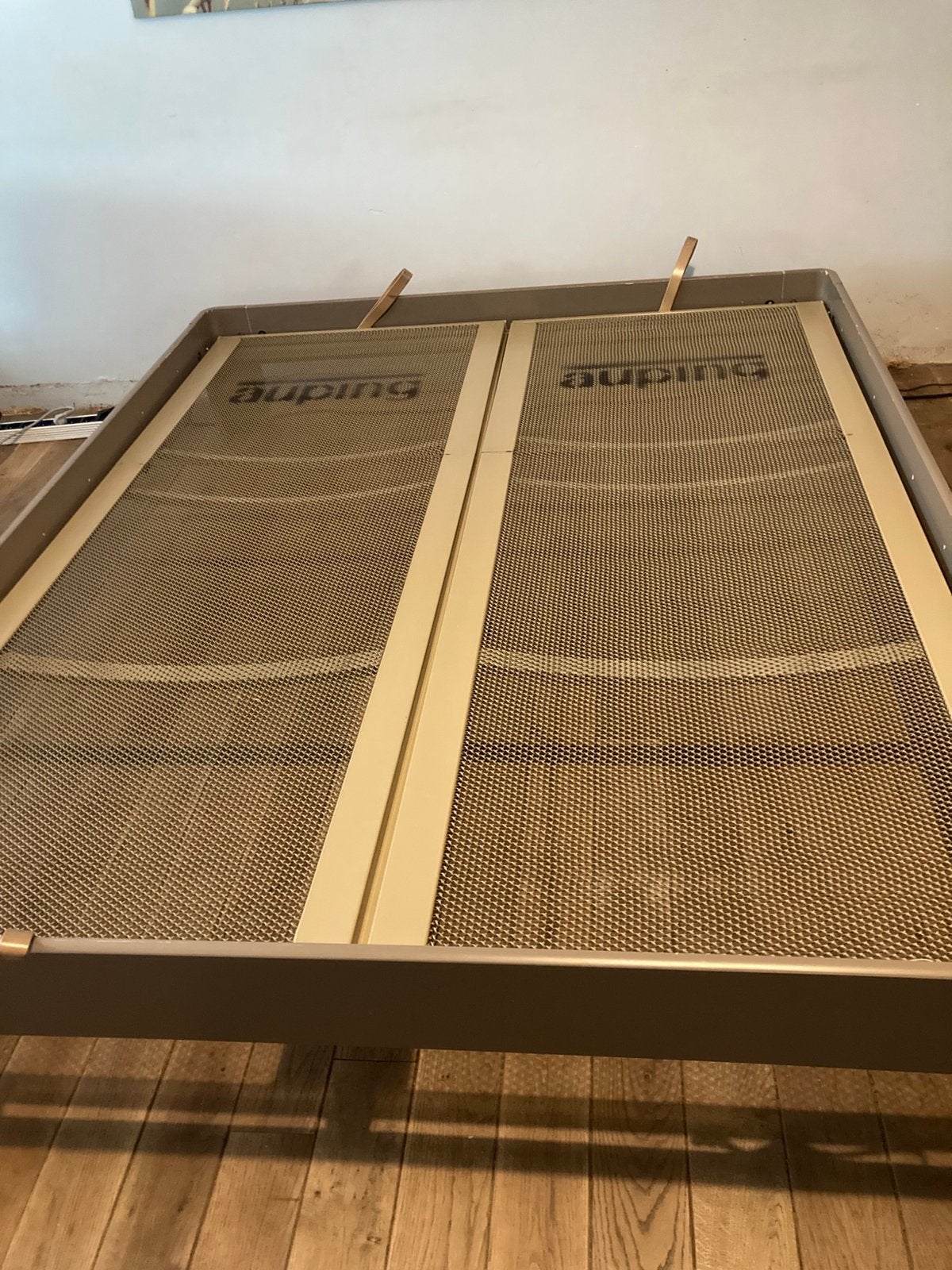Auping bed + latoflex + nachttafeltjes, Huis en Inrichting, Ophalen, Gebruikt, Grijs