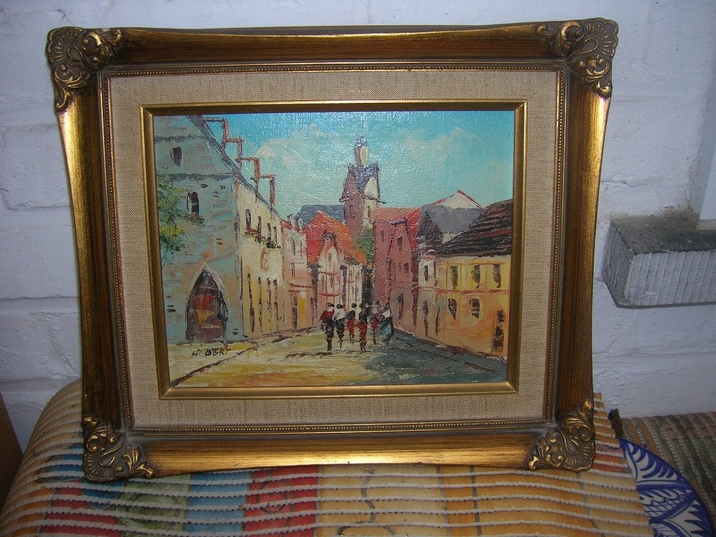 peinture, Antiquités & Art, Enlèvement ou Envoi, Peinture à l'huile, Panneau, Paysage urbain / rural