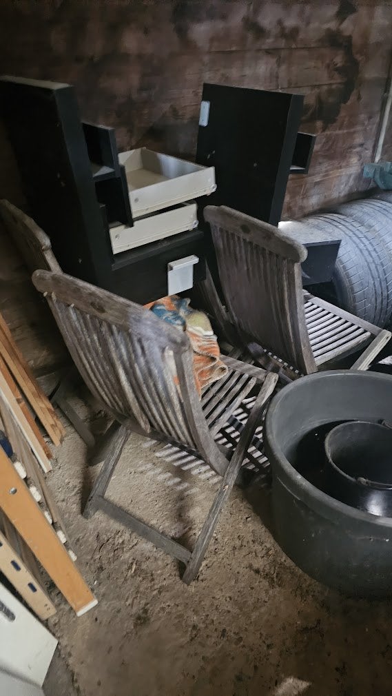 3 houten tuinstoelen – samen €10, Ophalen, Gebruikt, Hout