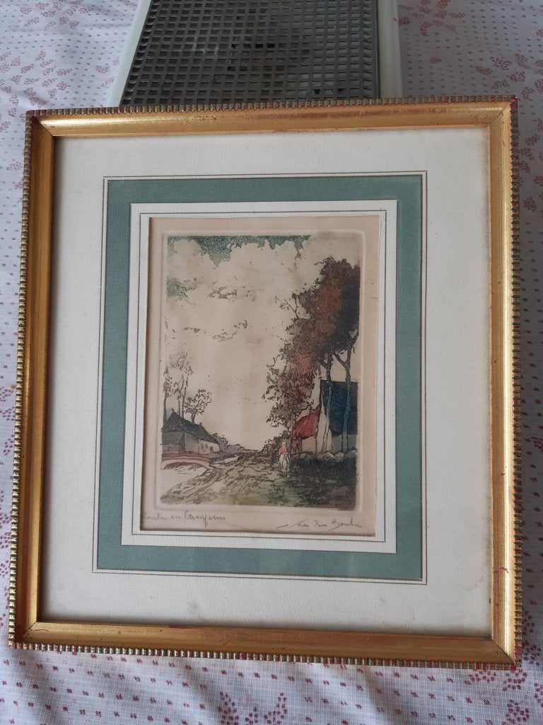 Gravure "Route en Campine" - Jean Van Den Bossche (1910-2003, Antiek en Kunst, Kunst | Etsen en Gravures, Gravure, Ophalen of Verzenden