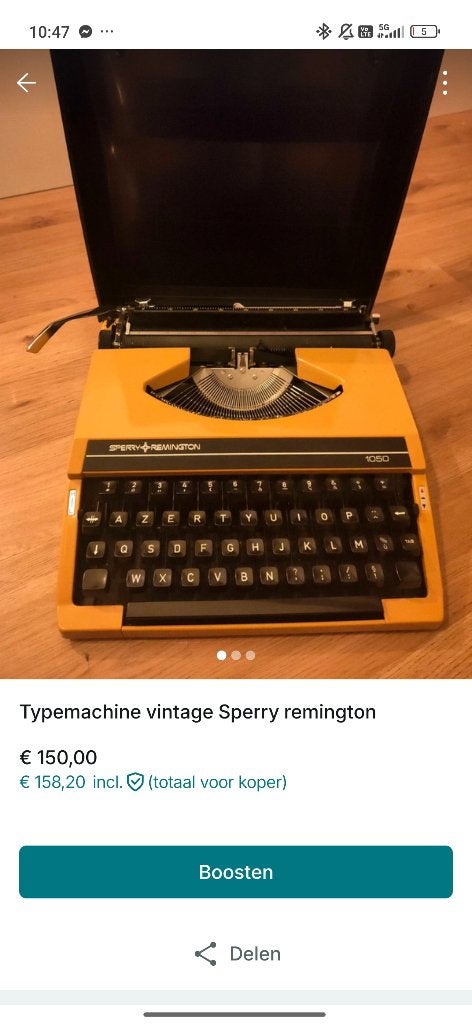 Typemachine vintage sperry remington, Diversen, Typemachines, Ophalen of Verzenden