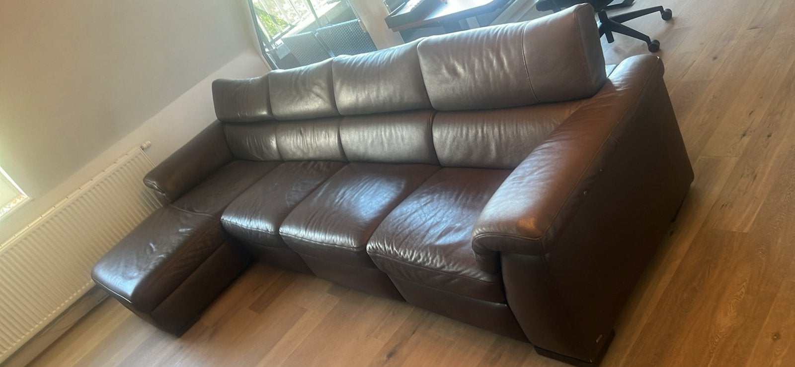 Natuzzi Editions chaise longue et fauteuil inclinable électr, Maison & Meubles, Enlèvement, Utilisé, Cuir