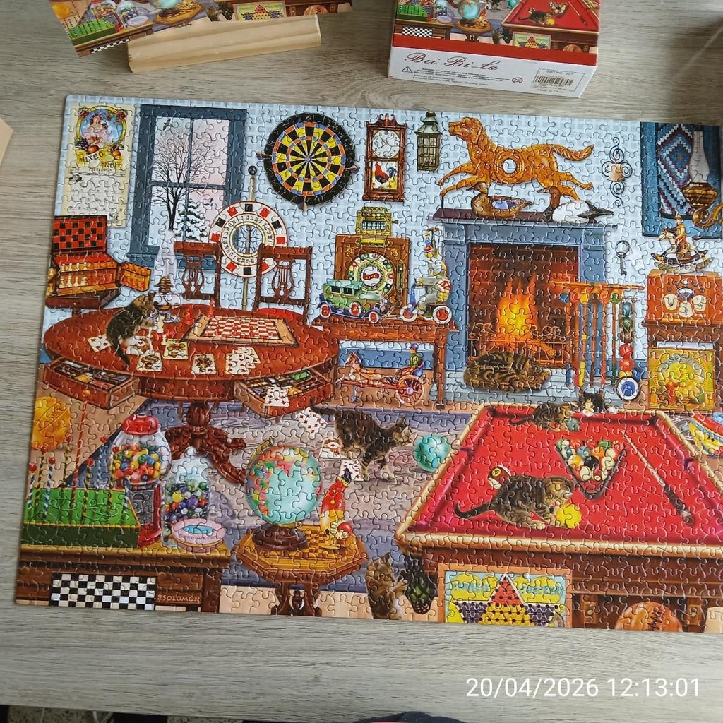 Puzzel 1000 stukjes speelkamer met cats, Ophalen of Verzenden