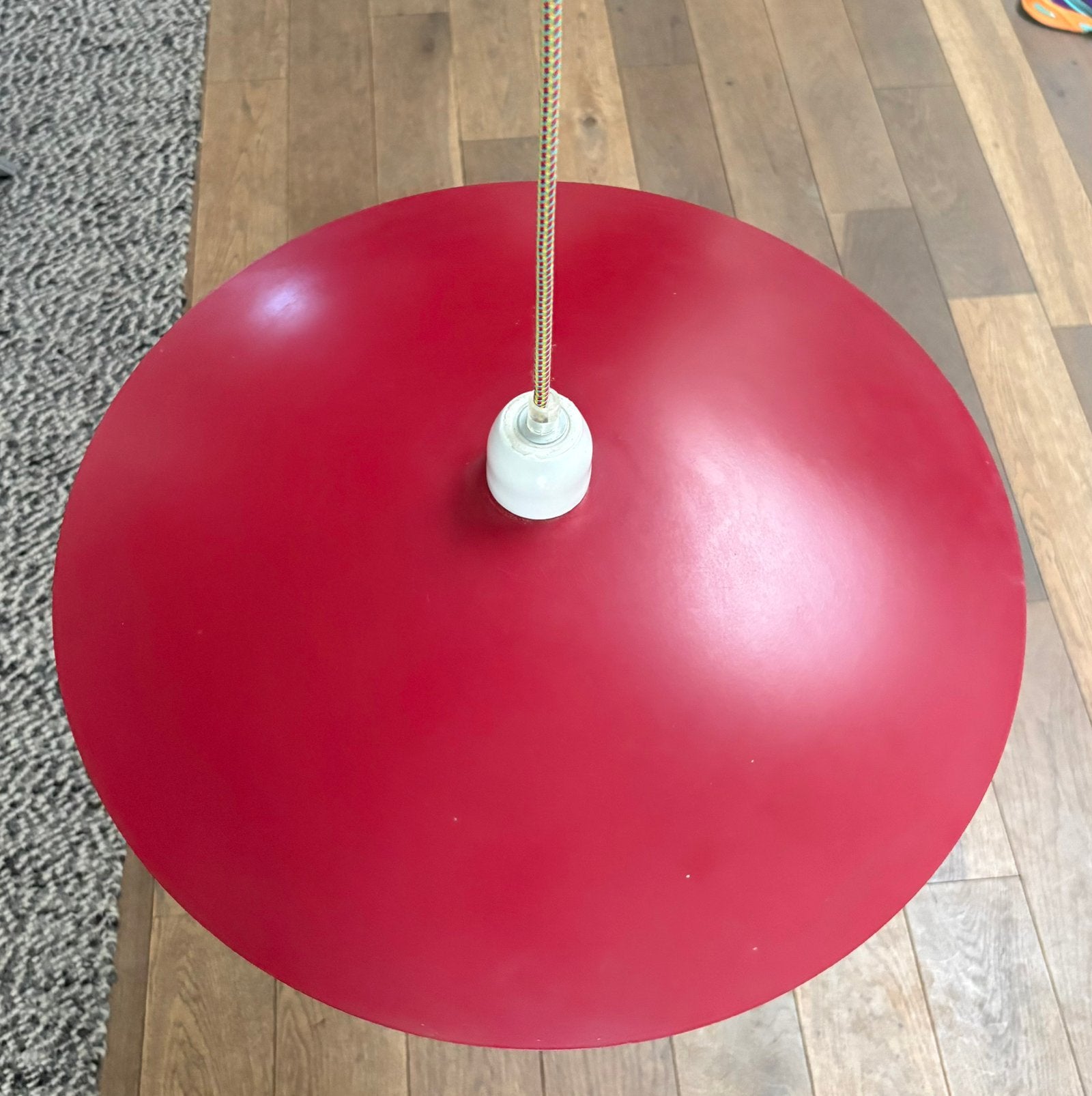 Vintage rode hanglamp, Enlèvement, Utilisé, Métal, Vintage