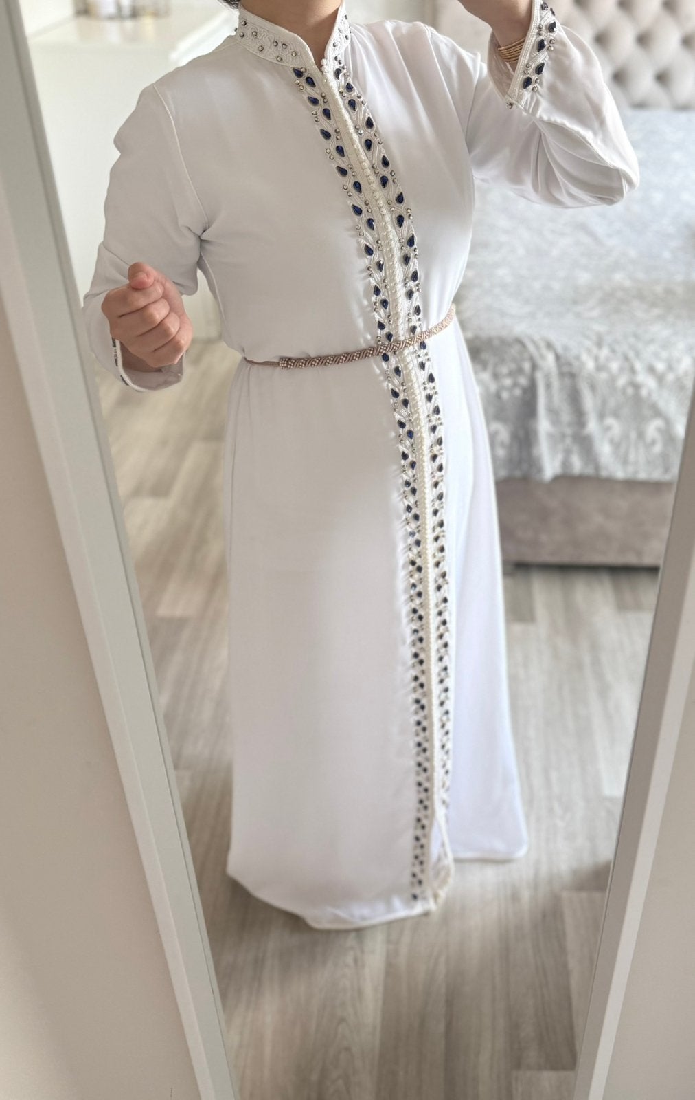 Caftan, Kleding | Dames, Trouwkleding en Trouwaccessoires, Ophalen, Zo goed als nieuw, Wit, Trouwjurk