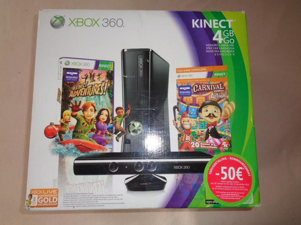 xbox 360 kinect 4gb pack spécial  2 jeux, 360 S, 4 GB, Avec 1 manette, Enlèvement