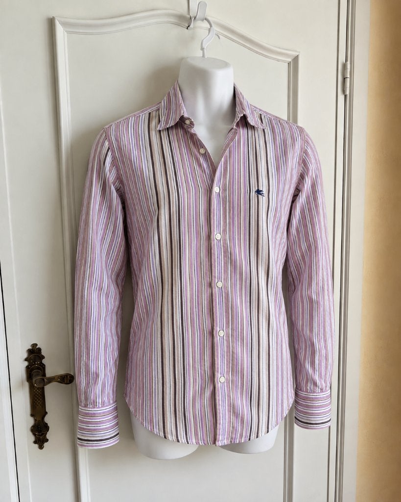 Chemise ETRO Milano 100 % lin taille 39, Enlèvement ou Envoi, Porté, Rose, Tour de cou 39/40 (M)