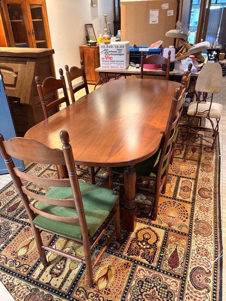 Gratis af te halen: Massief houten eethoek (ovale tafel + 6, Gebruikt, Info@denekster.com, Weet ik niet, 50 tot 100 cm