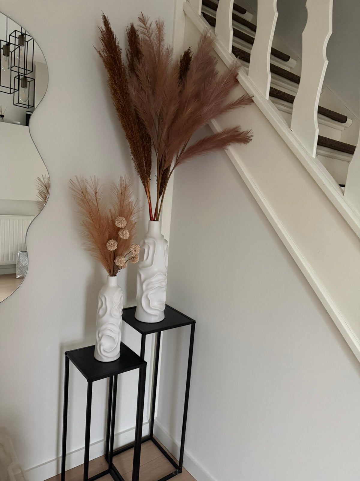 Decoratie 2 vazen met pampas en decor, Enlèvement, Comme neuf