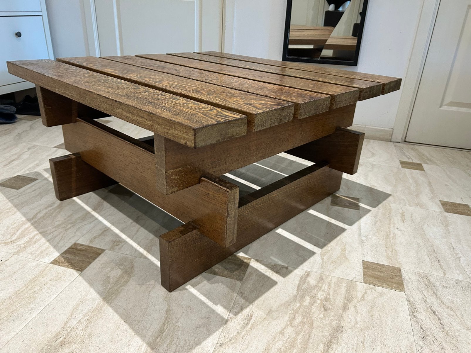 Massieve vierkante tafel, Ophalen, Overige materialen, Gebruikt, 50 tot 100 cm