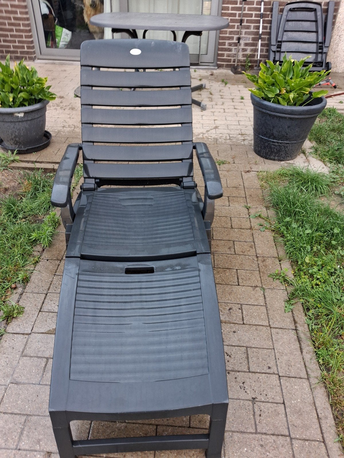 Hartman gebruikte ligstoel...donker grijs, Tuin en Terras, Ophalen of Verzenden