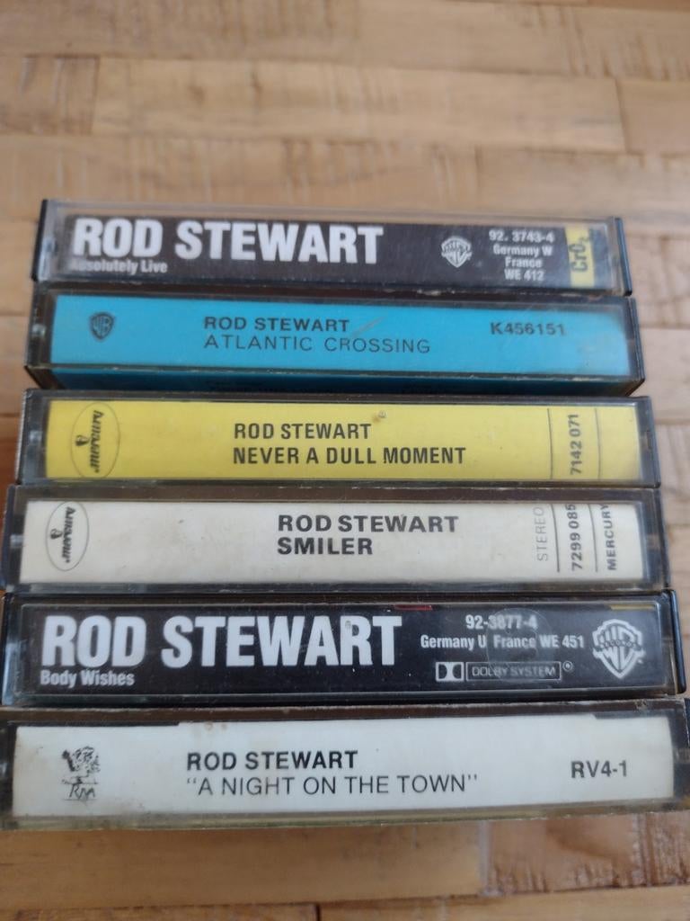 LOT: COLLECTIE van 6 MUZIEK CASSETTEN ROD STEWART, Gebruikt, 2 t/m 25 bandjes, Ophalen of Verzenden, Origineel