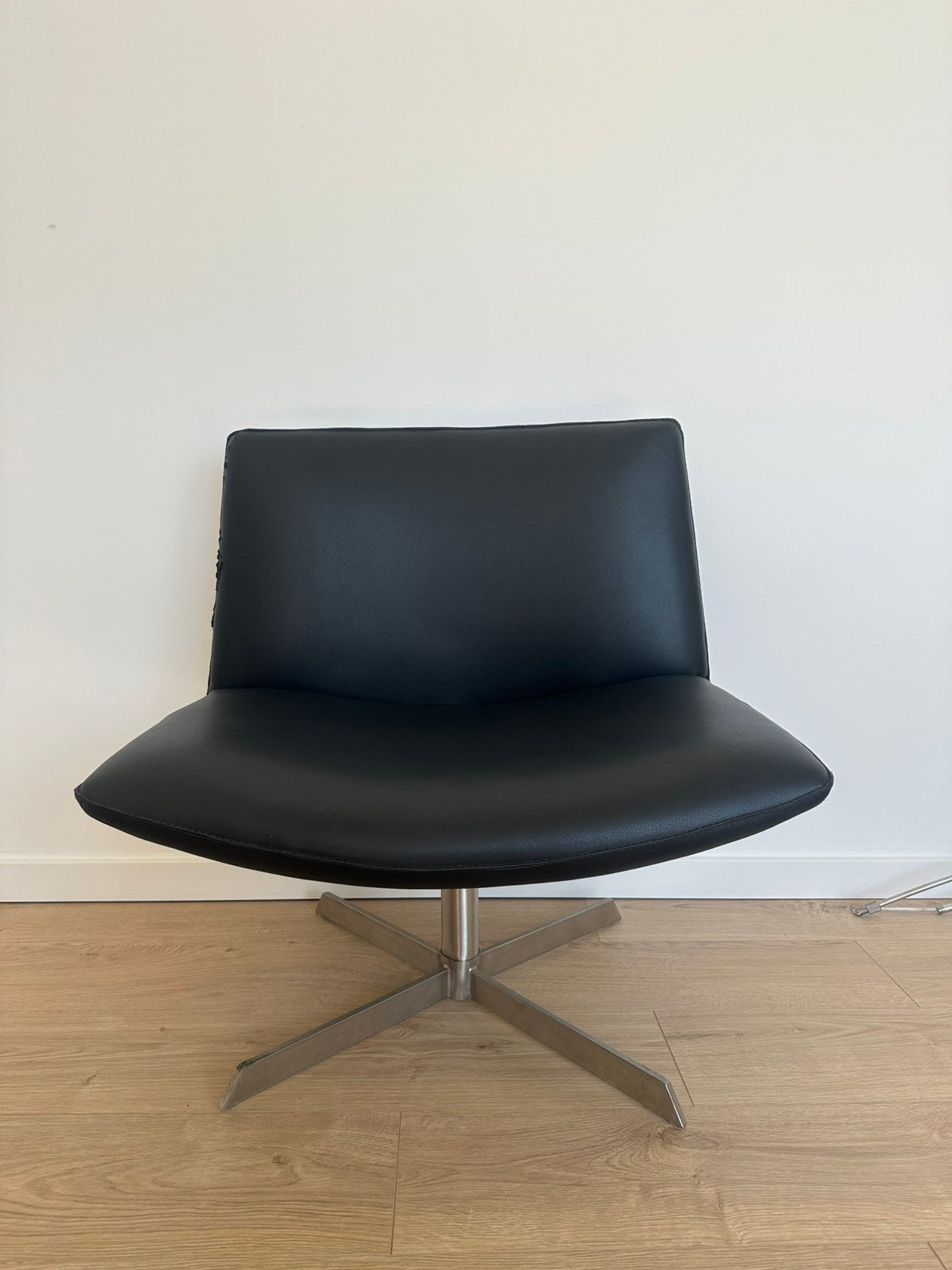 Vintage Space Age leren fauteuil jaren 70 – design, Huis en Inrichting, Ophalen, Gebruikt, Zwart, Leer