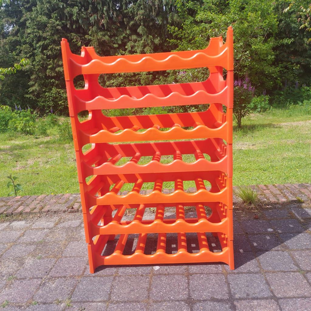 Oranje kunststof stapelbaar wijnrek jr 70/ voor 42flessen, Ophalen, Kunststof