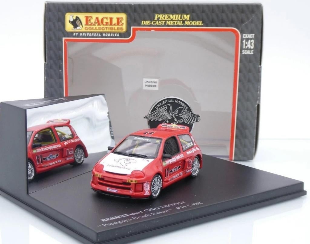 1:43 Eagle UH 1824 Renault Sport Clio V6 Trophy 2000 11 Vink, Hobby en Vrije tijd, Modelauto's | 1:43, Zo goed als nieuw, Auto