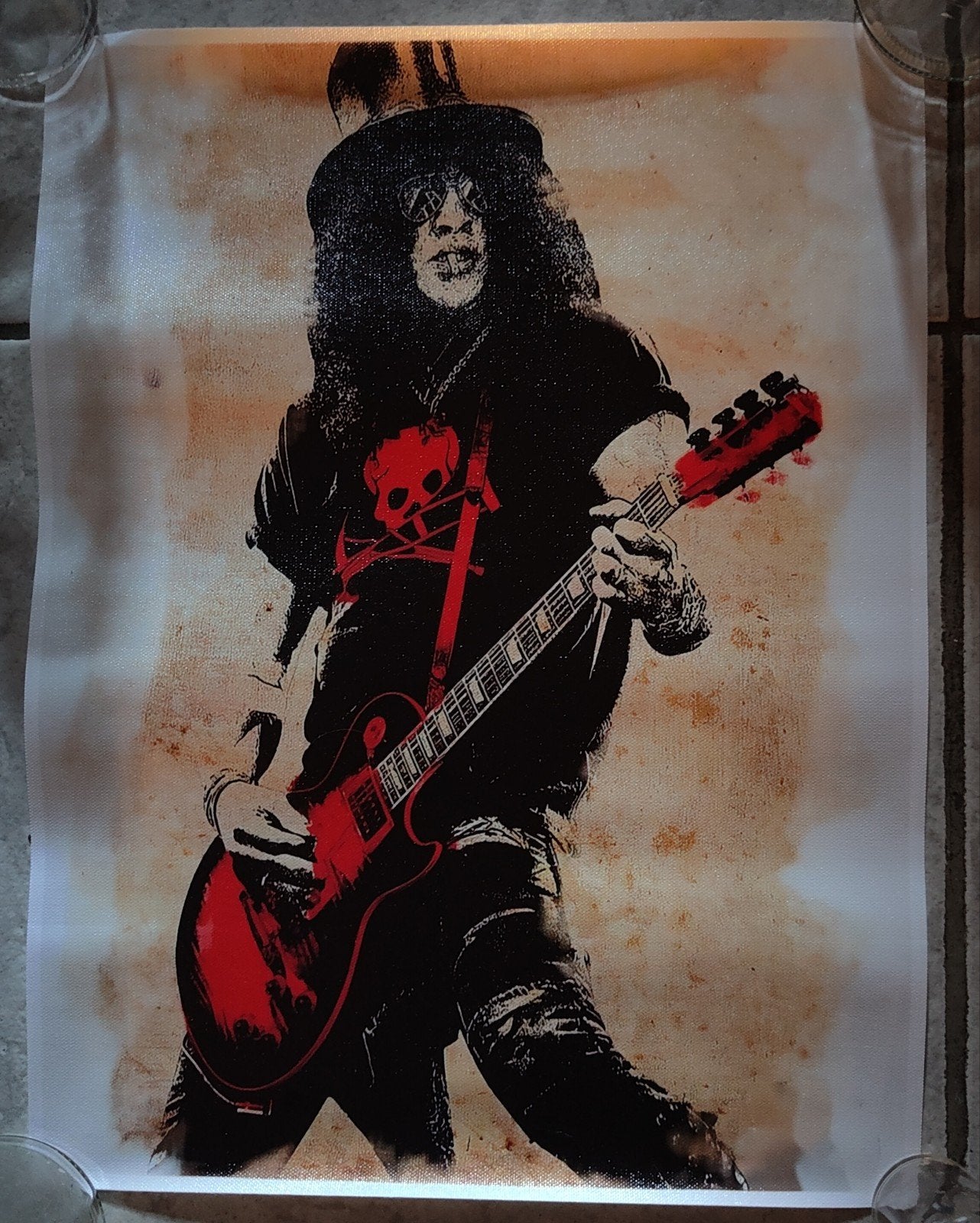 Toile imprimée Slash – Guns N' Roses – 31 x 40 cm Déco Rock, Neuf, Enlèvement ou Envoi, Rectangulaire vertical, A1 jusqu'à A3