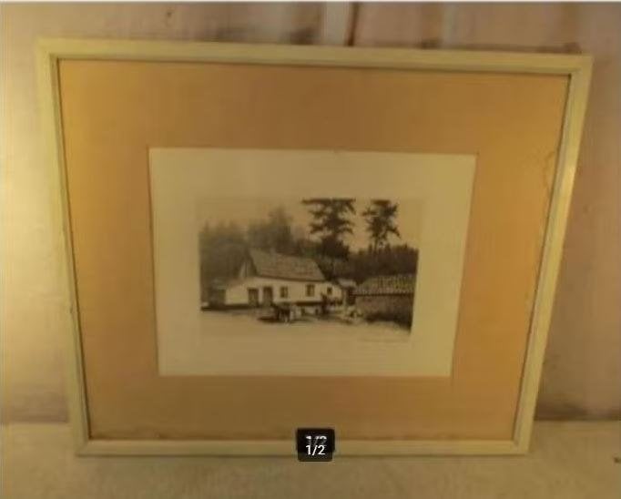 Belle gravure « Maison près des bois » - Clem van Leemput, Antiquités & Art, Art | Eaux-fortes & Gravures, Enlèvement ou Envoi