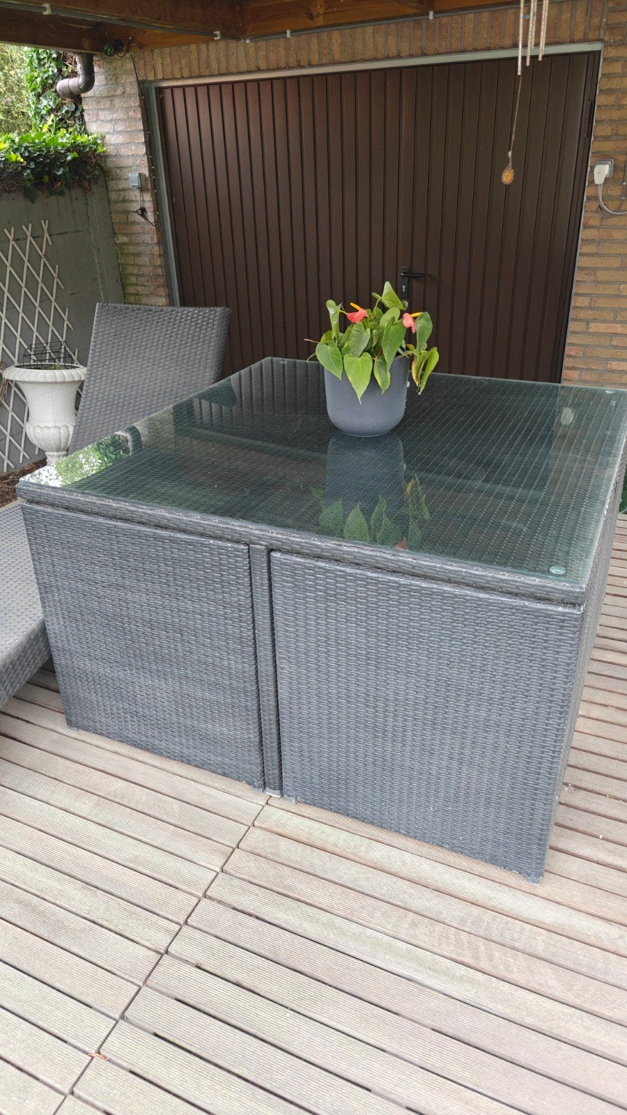 cube tuinset met kussens en een ligbed, Tuin en Terras, Bergingen en Tuinkasten, Ophalen, Gebruikt, Kunststof, Overige typen