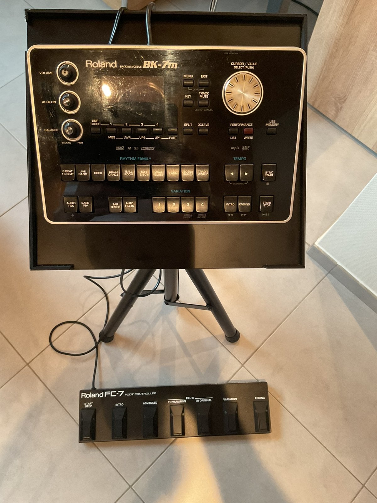 Roland BK7m sound module met Roland FC-7 footcontroller, Ophalen, Gebruikt