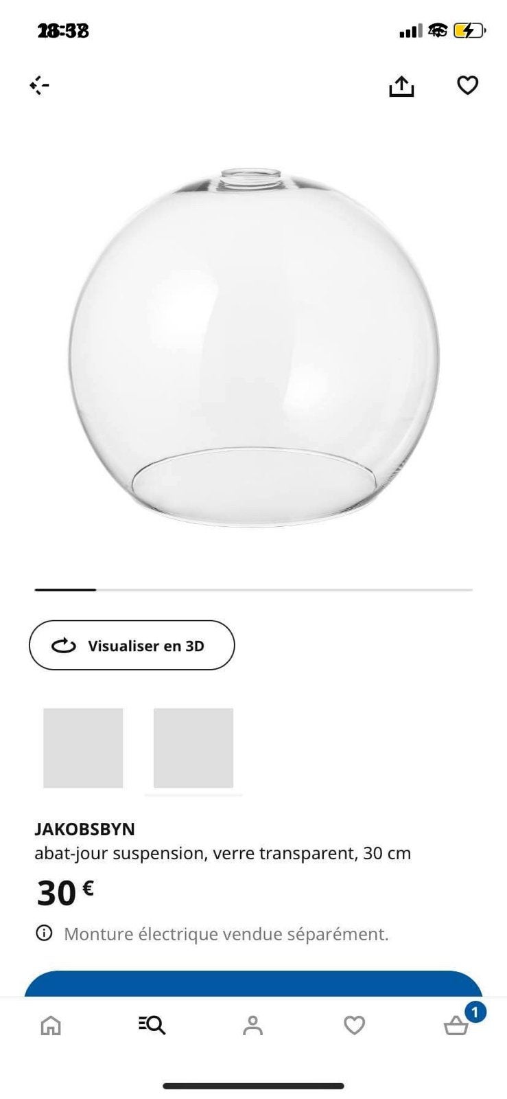 Lustre en verre, Enlèvement, Comme neuf, Verre